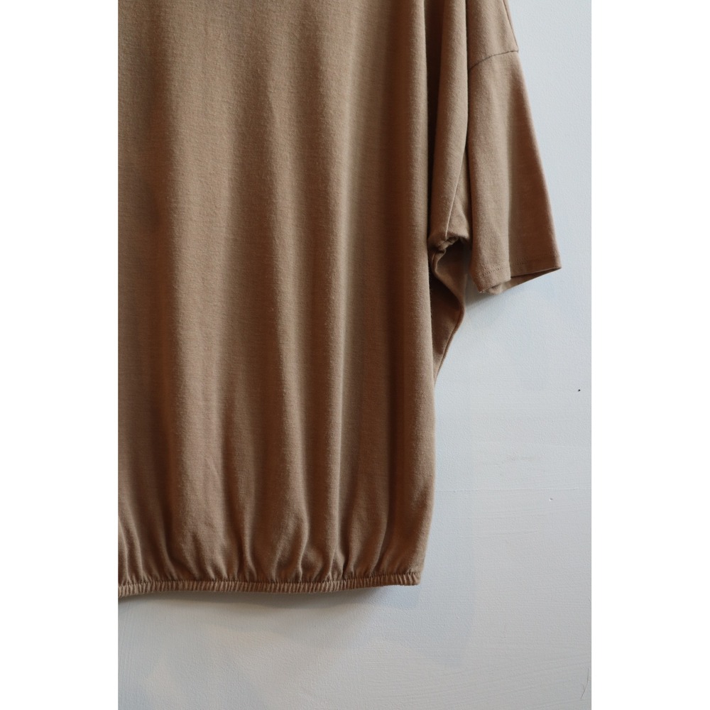 LOFT Outlet Tan Dolman Sleeve Bubble Hem Top XS Camel Brown Relaxed Tee - Picture 3 of 5